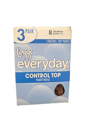 L’eggs Everyday Control Top Pantyhose Suntan Sheer Toe Includes 3 Pair Size B